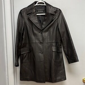 ✨ GUESS Genuine Leather Tailored Jacket – Black – Size XL